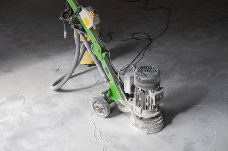 Concrete diamond grinding machine preparing floor surface