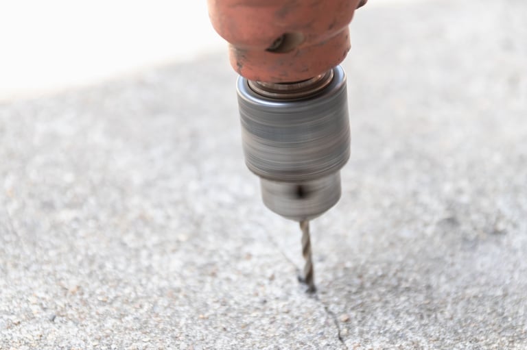 Concrete floor crack and imperfection repair work